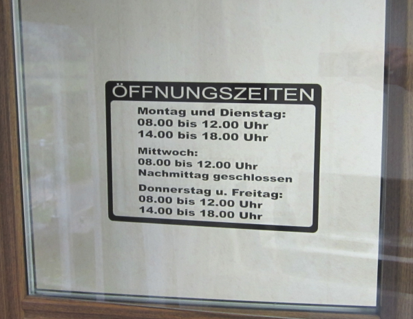 Aufkleber Öffnungszeiten